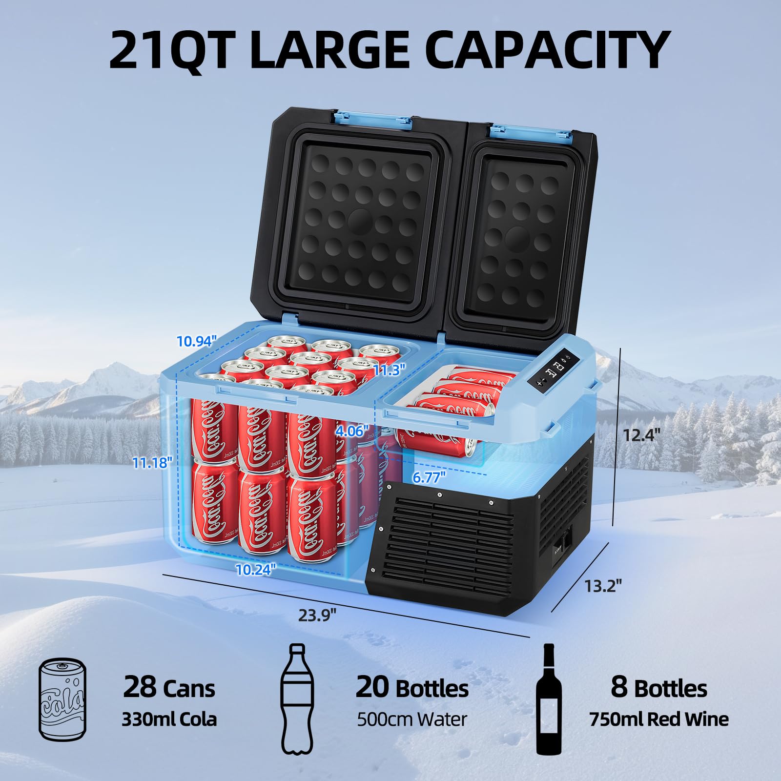 Amazon.com: Tecnolove 25L Car Refrigerator Freezer, 27QT